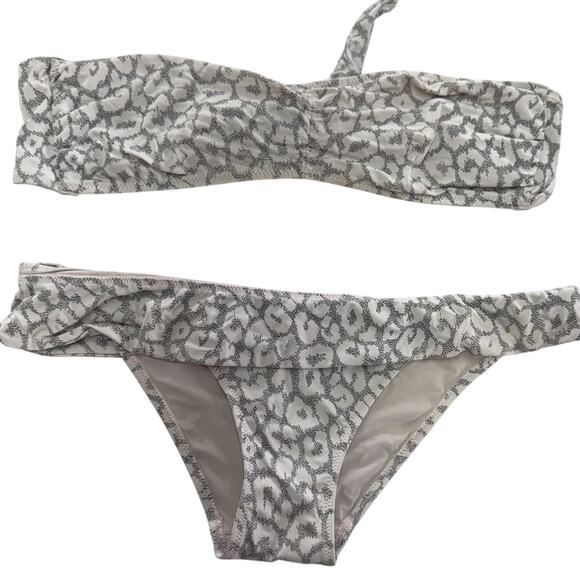 Valimare Bikini Swimsuit Womens Medium Gray Salinas Animal Bandeau Two Piece - Picture 2 of 11